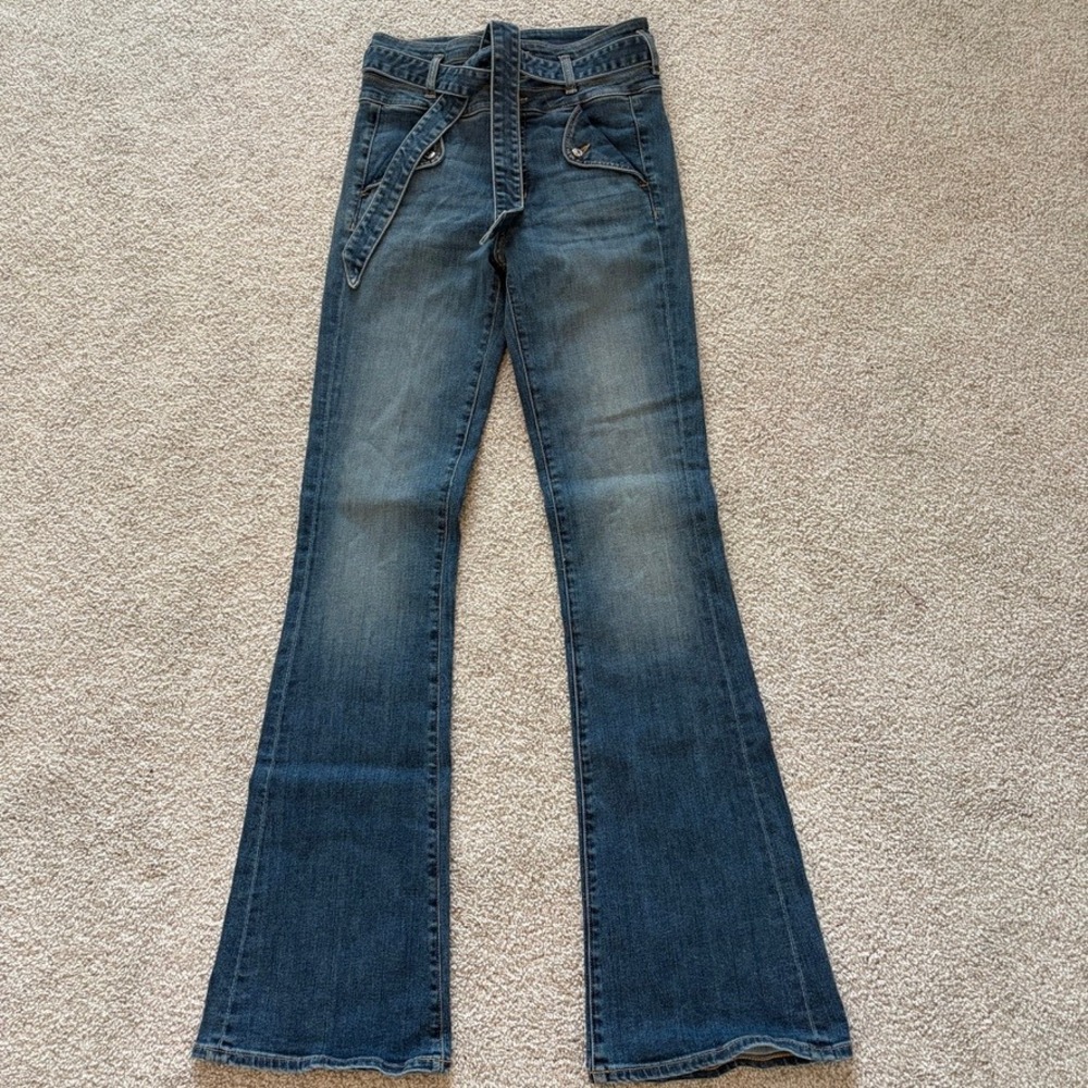 Veronica Beard Giselle Flare Jeans Extra High Rise Nantucket Wash Blue Size 27/4